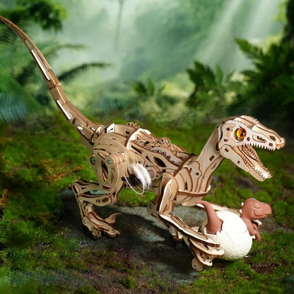 ROBOTIME 3D Wooden Velociraptor Puzzle – Walking Mechanical Dinosaur Model Building Kit with Spring-Powered Gears, STEM Craft Toy - Toys with | Sold by Uncle Wiener's Wholesale