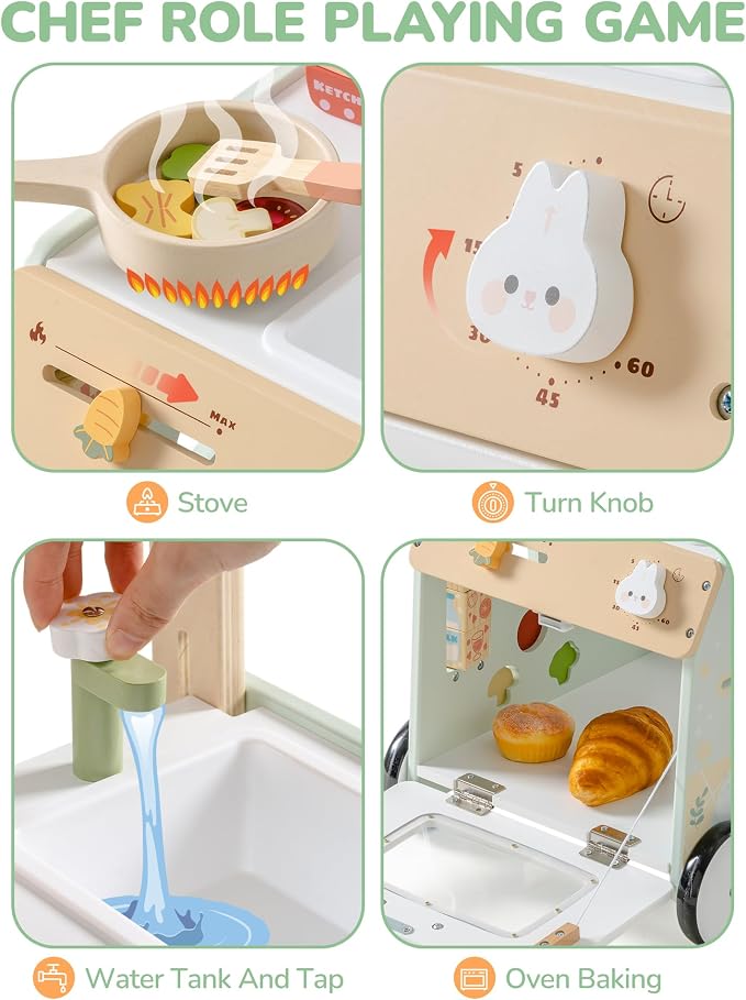 ROBUD Wooden Baby Push Walker & Montessori Activity Centre – Adjustable Height Learning Walker with Farm Kitchen Play Set for 12 Months+ - Toys with | Sold by Uncle Wiener's Wholesale