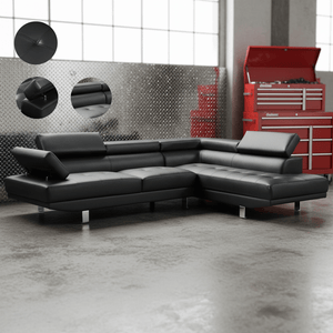 Robust 215.9 cm x 139.7 cm (85.0" x 55.0") Black L-Shape Sectional Sofas