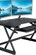 Rocelco 40" Height Adjustable Standing Desk Converter with AC Outlet and USB Charger - Gas Spring Sit Stand Up Dual Monitor Tabletop Riser Workstation - Large Keyboard Tray - Black (R DADRB - 40 - ACUSB) - with 40" | Sold by Uncle Wiener's Wholesale