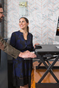 Rocelco 40" Height Adjustable Standing Desk Converter with AC Outlet and USB Charger - Gas Spring Sit Stand Up Dual Monitor Tabletop Riser Workstation - Large Keyboard Tray - Black (R DADRB - 40 - ACUSB) - with 40" | Sold by Uncle Wiener's Wholesale