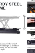 Rocelco 40" Height Adjustable Standing Desk Converter with AC Outlet and USB Charger - Gas Spring Sit Stand Up Dual Monitor Tabletop Riser Workstation - Large Keyboard Tray - Black (R DADRB - 40 - ACUSB) - with 40" | Sold by Uncle Wiener's Wholesale
