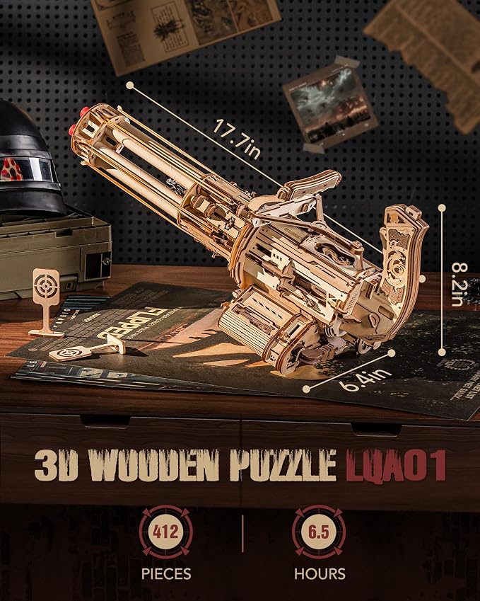 ROKR 412-Piece 3D Wooden Mechanical Puzzle – Motorized Rotating Barrel DIY Model Building Kit for Adults & Teens - Toys with | Sold by Uncle Wiener's Wholesale