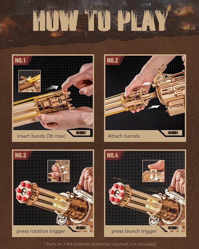 ROKR 412-Piece 3D Wooden Mechanical Puzzle – Motorized Rotating Barrel DIY Model Building Kit for Adults & Teens - Toys with | Sold by Uncle Wiener's Wholesale