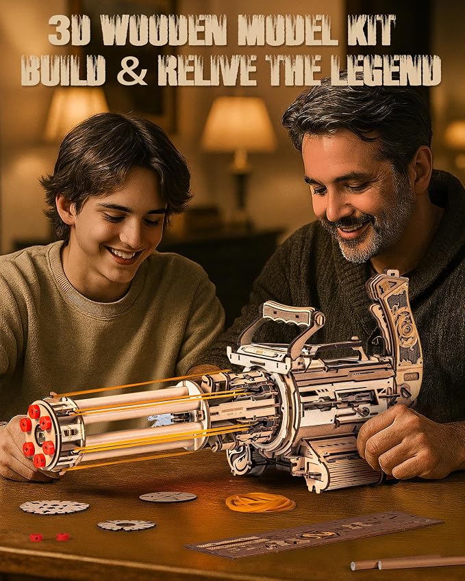 ROKR 412-Piece 3D Wooden Mechanical Puzzle – Motorized Rotating Barrel DIY Model Building Kit for Adults & Teens - Toys with | Sold by Uncle Wiener's Wholesale
