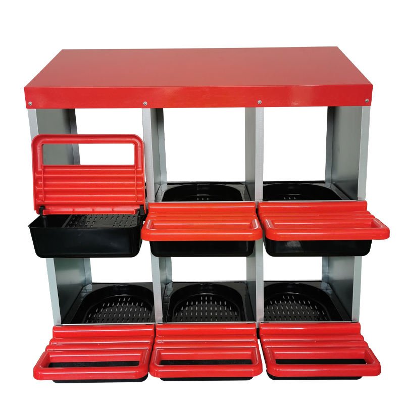 Roll - Out Chicken Nesting Box for Hens – Metal Laying Nest with Removable Trays (3 or 6 Compartments) - with 6 - Compartment Roll Out Chicken | Sold by Uncle Wiener's Wholesale