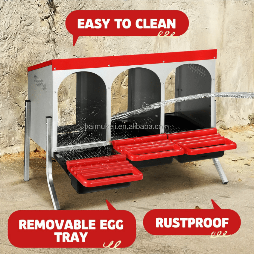 Roll - Out Chicken Nesting Box for Hens – Metal Laying Nest with Removable Trays (3 or 6 Compartments) - with 3 - Compartment Roll Out Chicken | Sold by Uncle Wiener's Wholesale