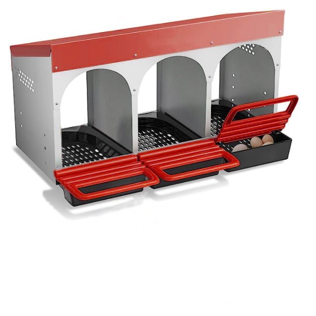 Roll - Out Chicken Nesting Box for Hens – Metal Laying Nest with Removable Trays (3 or 6 Compartments) - with 3 - Compartment Roll Out Chicken | Sold by Uncle Wiener's Wholesale