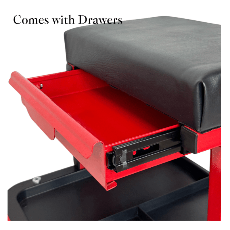 Rolling Garage Seat with Under-Tray Storage LD18011 - with | Sold by Uncle Wiener's Wholesale