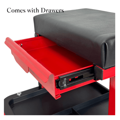 Rolling Garage Seat with Under-Tray Storage LD18011 - with | Sold by Uncle Wiener's Wholesale