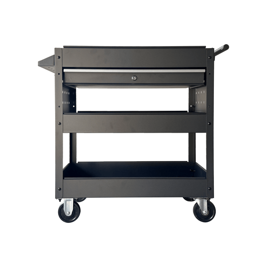 Rolling Garage Tool Cabinet with Trays and Drawer Heavy Duty Steel Service Cart with Casters - with Black | Sold by Uncle Wiener's Wholesale
