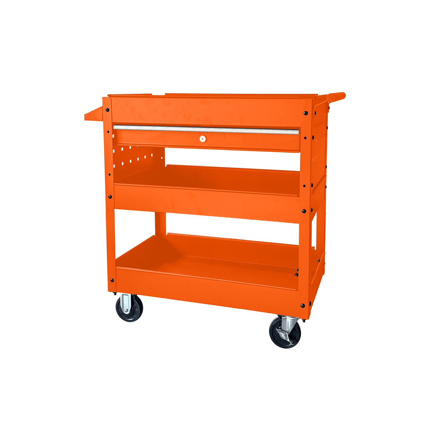 Rolling Garage Tool Cabinet with Trays and Drawer Heavy Duty Steel Service Cart with Casters - with Orange | Sold by Uncle Wiener's Wholesale