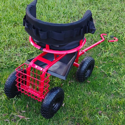 Rolling Garden Swivel Seat Cart with Tool Tray and Pneumatic Tires – RGSSC3550 - with | Sold by Uncle Wiener's Wholesale