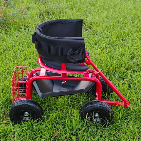 Rolling Garden Swivel Seat Cart with Tool Tray and Pneumatic Tires – RGSSC3550 - with | Sold by Uncle Wiener's Wholesale