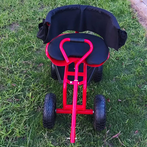 Rolling Garden Swivel Seat Cart with Tool Tray and Pneumatic Tires – RGSSC3550 - with | Sold by Uncle Wiener's Wholesale