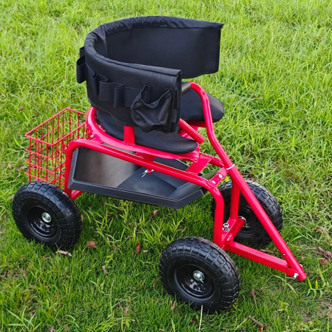 Rolling Garden Swivel Seat Cart with Tool Tray and Pneumatic Tires – RGSSC3550 - with | Sold by Uncle Wiener's Wholesale
