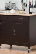 "Rolling kitchen island cart with wood and metal frame, spice rack, drawer, and cabinet – Models 42301 & 4230"