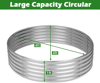 Round Galvanized Raised Garden Bed – 4x4 FT Metal Planter for Vegetables, Flowers & Herbs GB0441 - with | Sold by Uncle Wiener's Wholesale