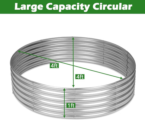 Round Galvanized Raised Garden Bed – 4x4 FT Metal Planter for Vegetables, Flowers & Herbs GB0441 - with | Sold by Uncle Wiener's Wholesale