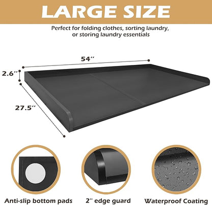 Royxen Washer Dryer Countertop 27.5 x 54 Inch Wood Laundry Folding Table - with Black | Sold by Uncle Wiener's Wholesale