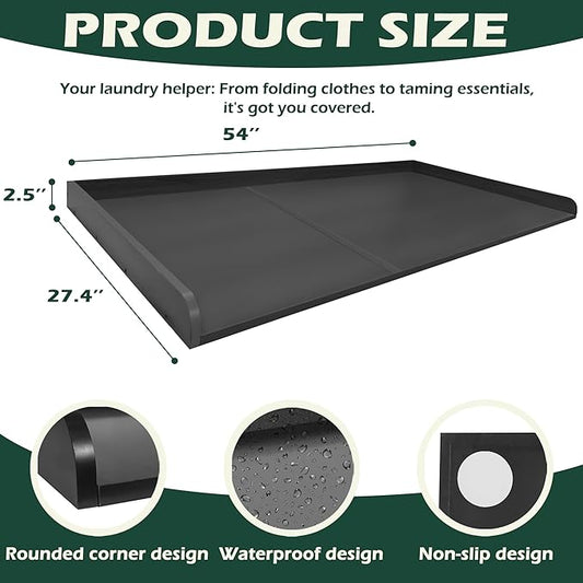 Royxen Washer Dryer Countertop 27.5 x 54 Inch Wood Laundry Folding Table - with Black | Sold by Uncle Wiener's Wholesale