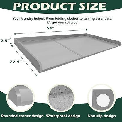 Royxen Washer Dryer Countertop 27.5 x 54 Inch Wood Laundry Folding Table - with Gray | Sold by Uncle Wiener's Wholesale