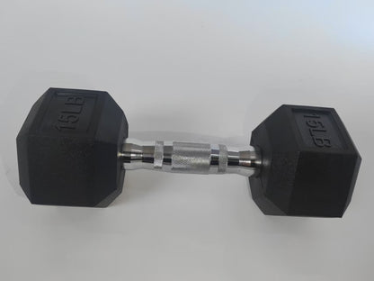 Rubber Hex Dumbbells 5–25LB Set Anti-Slip Home Gym Weight Lifting Training RHSET - with 15LB | Sold by Uncle Wiener's Wholesale