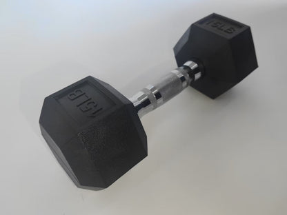 Rubber Hex Dumbbells 5–25LB Set Anti-Slip Home Gym Weight Lifting Training RHSET - with 15LB | Sold by Uncle Wiener's Wholesale