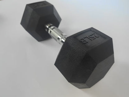 Rubber Hex Dumbbells 5–25LB Set Anti-Slip Home Gym Weight Lifting Training RHSET - with 25LB | Sold by Uncle Wiener's Wholesale