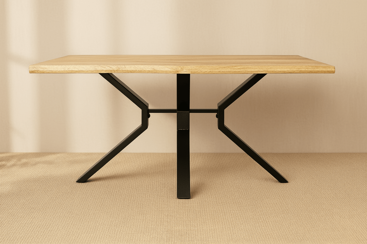 Rustic 6 - Person Industrial Kitchen Dining Wooden Table Steel Frame DA1230 - with | Sold by Uncle Wiener's Wholesale