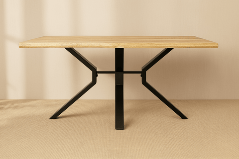 Rustic 6 - Person Industrial Kitchen Dining Wooden Table Steel Frame DA1230 - with | Sold by Uncle Wiener's Wholesale