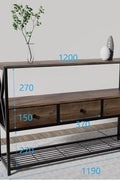 Rustic Brown 47.2″ Console Table with 3 Drawers & 3‑Tier Shelves  K2509 - with | Sold by Uncle Wiener's Wholesale