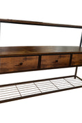 Rustic Brown 47.2″ Console Table with 3 Drawers & 3‑Tier Shelves K2509  - with | Sold by Uncle Wiener's Wholesale