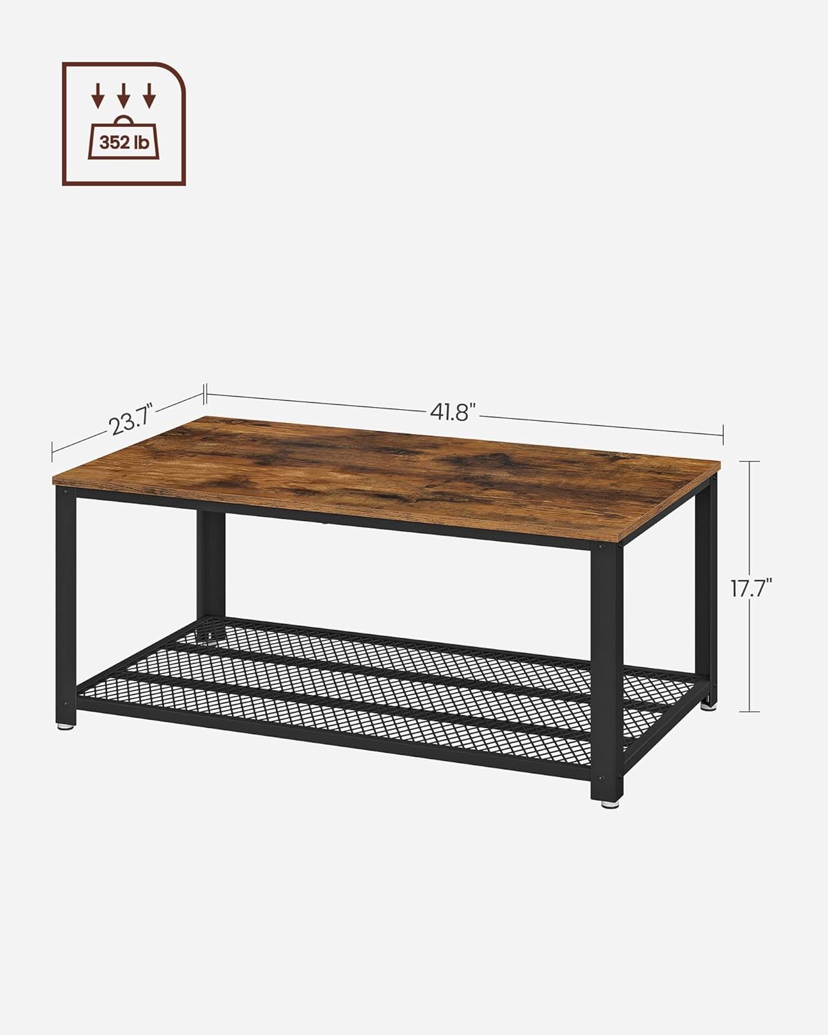Rustic Brown Coffee Table with Storage Shelf Wood Look Industrial Living Room Center Table LCT61X - with | Sold by Uncle Wiener's Wholesale