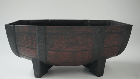 Rustic Half Barrel Planter – Decorative Plastic Garden Pot G5782 - with | Sold by Uncle Wiener's Wholesale