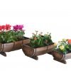 Rustic Half Barrel Wooden Planter Set – Burnt Finish, 3 Sizes (WPHB18) - Garden Planter Set – Rustic Burnt Finish with | Sold by Uncle Wiener's Wholesale