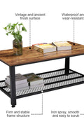 Rustic Wood Coffee Table with Storage Shelf – Metal Frame Vintage Design RWMFT - with | Sold by Uncle Wiener's Wholesale