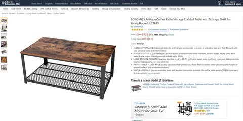 Rustic Wood Coffee Table with Storage Shelf – Metal Frame Vintage Design RWMFT - with | Sold by Uncle Wiener's Wholesale