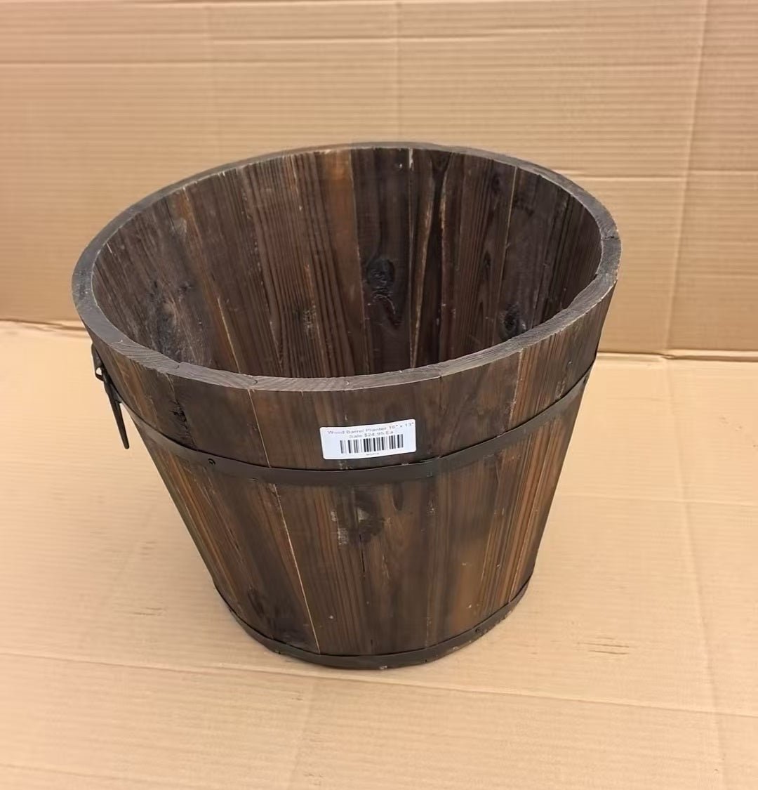 Rustic Wooden Barrel Planter 16