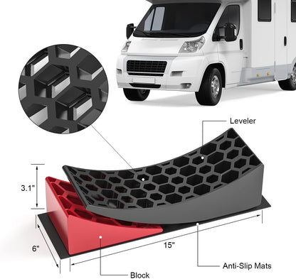 RV Leveling & Stabilization Kit with 2 Levelers, 2 Wheel Chocks, 2 Mats, Carry Bag Heavy - Duty HDPE GT17P - with | Sold by Uncle Wiener's Wholesale