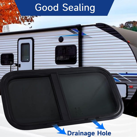 RV Window 24" W X 12" H(600x300mm) w/ Insect&Privacy Screen, Round Corners RV Horizontal Sliding Window for Campers, RVs, Trailers, Engineering Vehicles, Black - with | Sold by Uncle Wiener's Wholesale