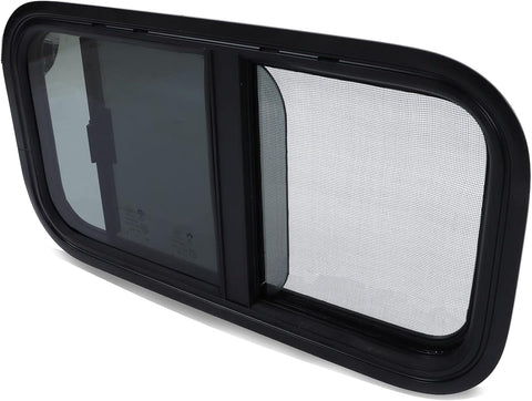 RV Window 24" W X 12" H(600x300mm) w/ Insect&Privacy Screen, Round Corners RV Horizontal Sliding Window for Campers, RVs, Trailers, Engineering Vehicles, Black - with | Sold by Uncle Wiener's Wholesale
