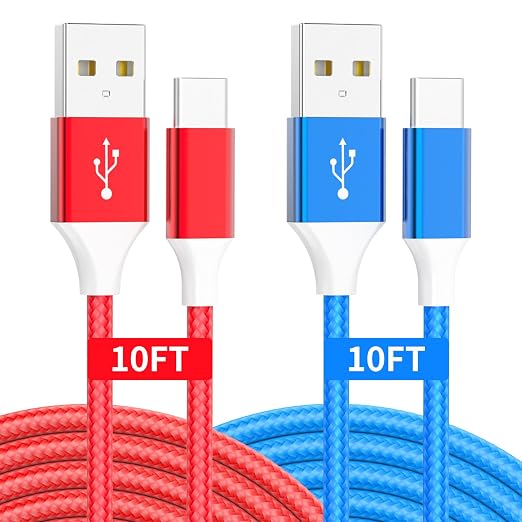 Rvxoziy 10 ft USB-C Charging Cable 2-Pack – 3A Fast Charge Nylon Braided Type-C Cords - Electronics with | Sold by Uncle Wiener's Wholesale