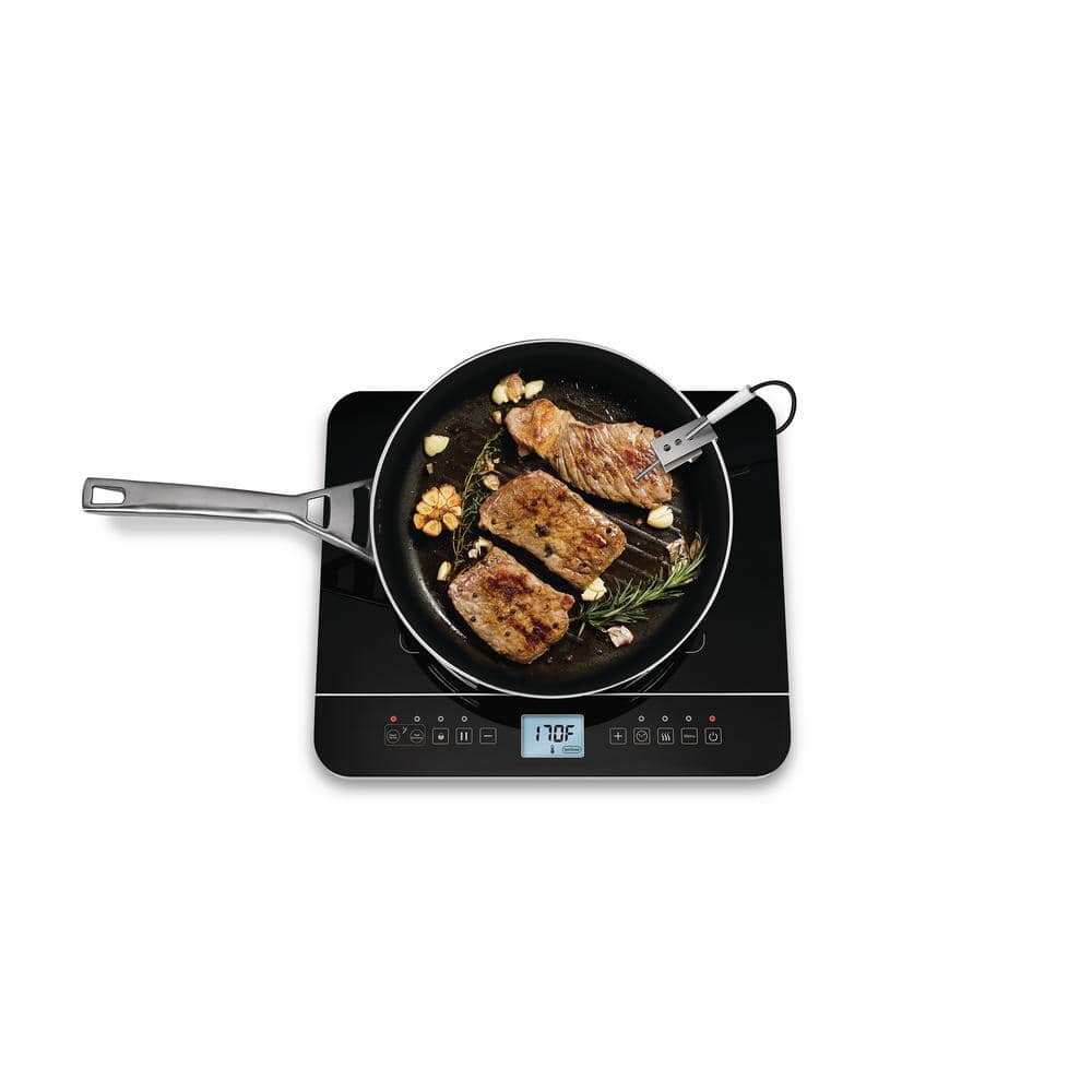 Salton Black Single Burner 7.4 in. Induction Cooktop Hot Plate with Temperature Probe - with Black | Sold by Uncle Wiener's Wholesale