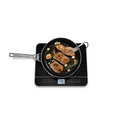 Salton Black Single Burner 7.4 in. Induction Cooktop Hot Plate with Temperature Probe - with Black | Sold by Uncle Wiener's Wholesale
