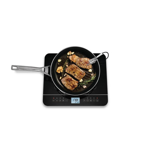 Salton Black Single Burner 7.4 in. Induction Cooktop Hot Plate with Temperature Probe - with Black | Sold by Uncle Wiener's Wholesale