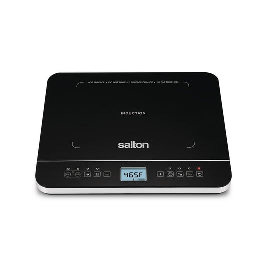 Salton Black Single Burner 7.4 in. Induction Cooktop Hot Plate with Temperature Probe - with Black | Sold by Uncle Wiener's Wholesale