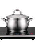 Salton Black Single Burner 7.4 in. Induction Cooktop Hot Plate with Temperature Probe - with Black | Sold by Uncle Wiener's Wholesale