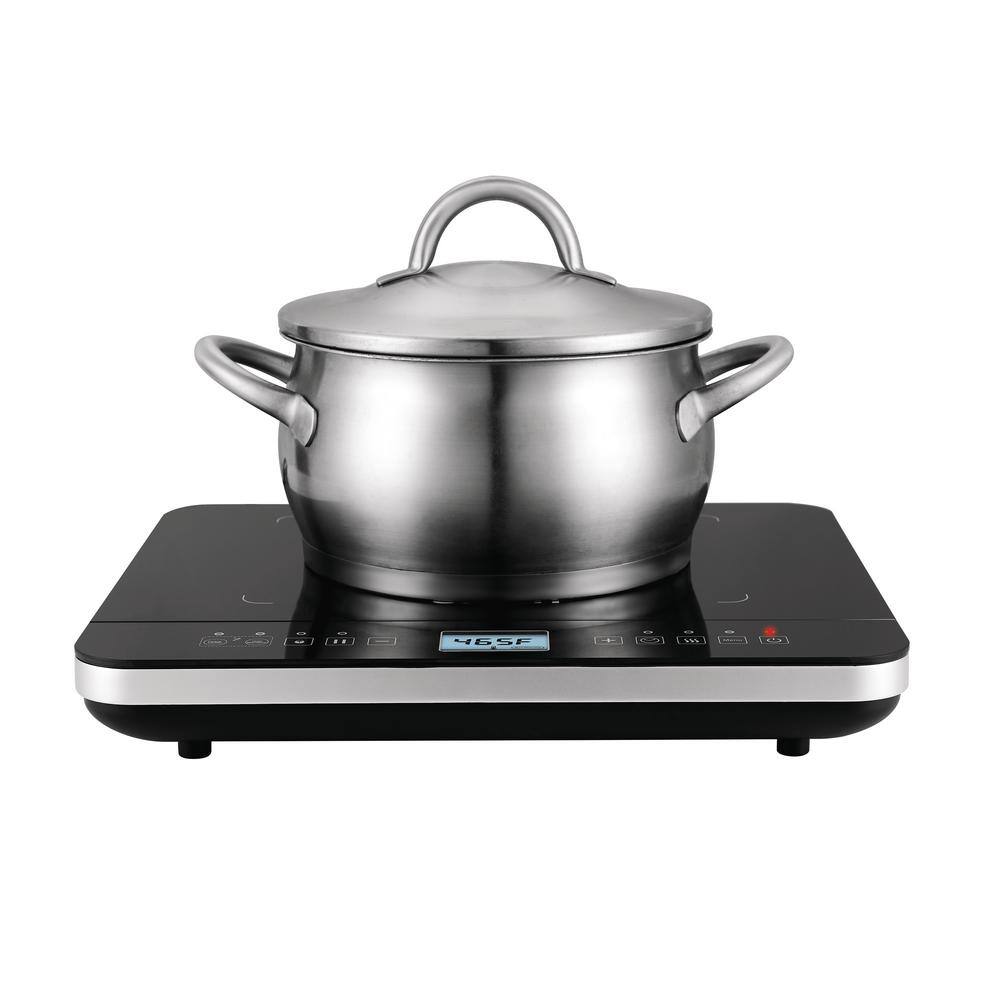 Salton Black Single Burner 7.4 in. Induction Cooktop Hot Plate with Temperature Probe - with Black | Sold by Uncle Wiener's Wholesale
