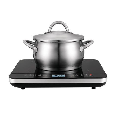 Salton Black Single Burner 7.4 in. Induction Cooktop Hot Plate with Temperature Probe - with Black | Sold by Uncle Wiener's Wholesale